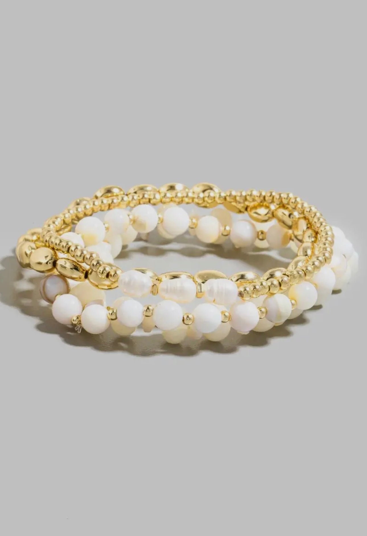 Stone and Beaded Bracelet Set