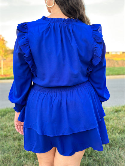 Cobalt Layered Mini Dress Curve