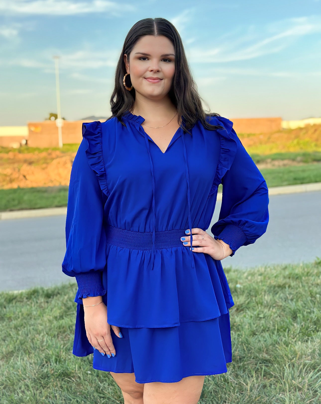 Cobalt Layered Mini Dress Curve