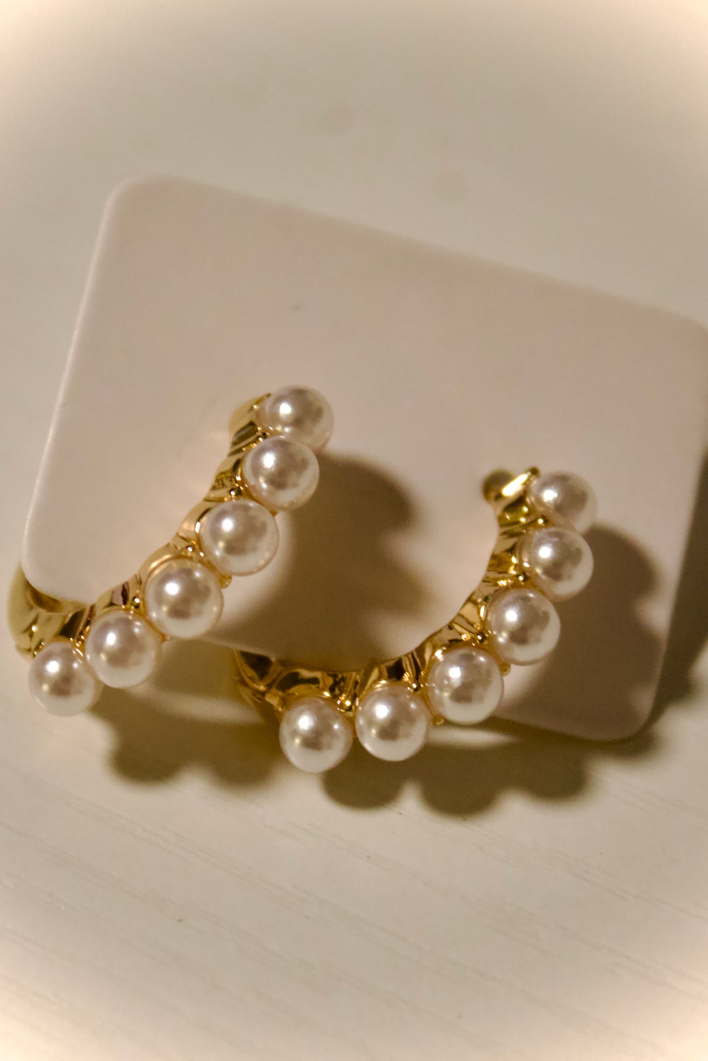 Gold Pearl Cascade Hoops