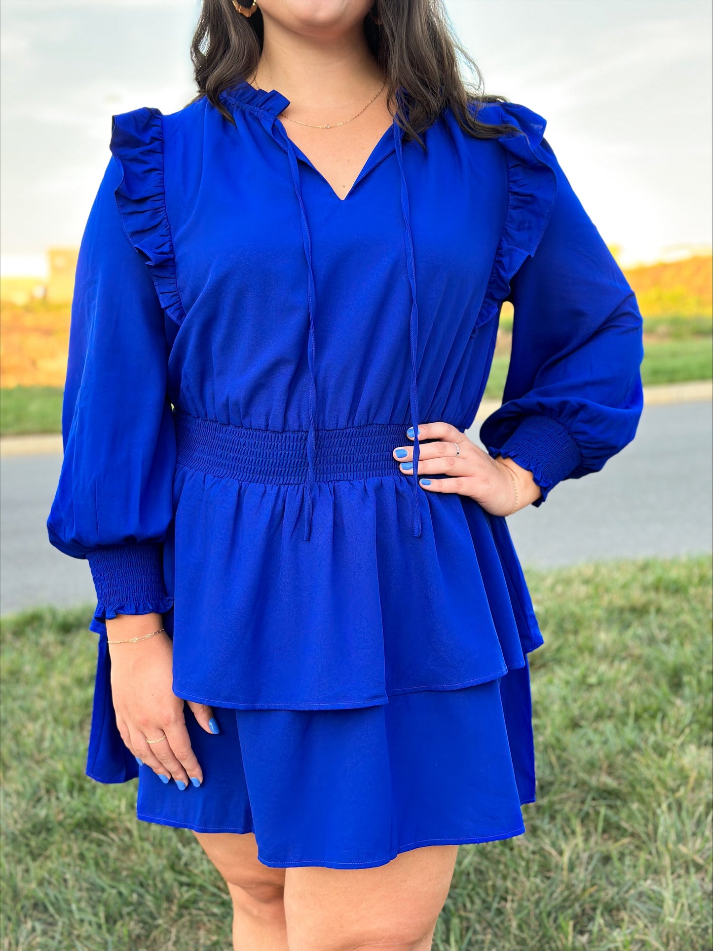 Cobalt Layered Mini Dress Curve