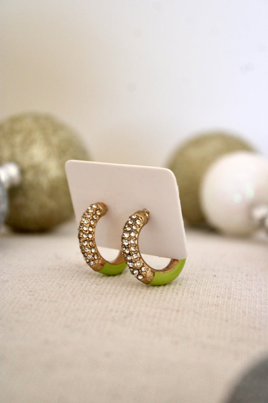 Lime Sparkly Hoops