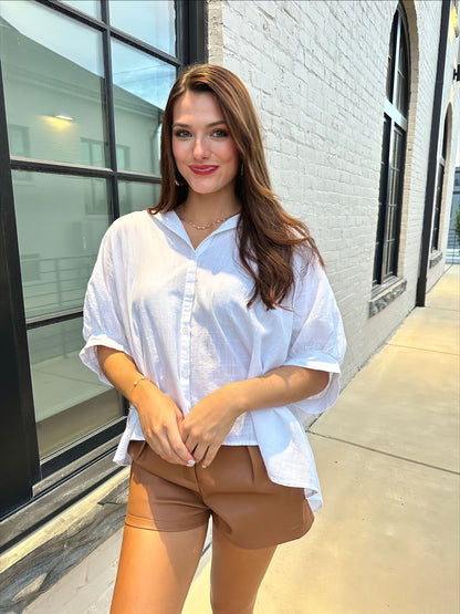 Oversized White Button Down Top