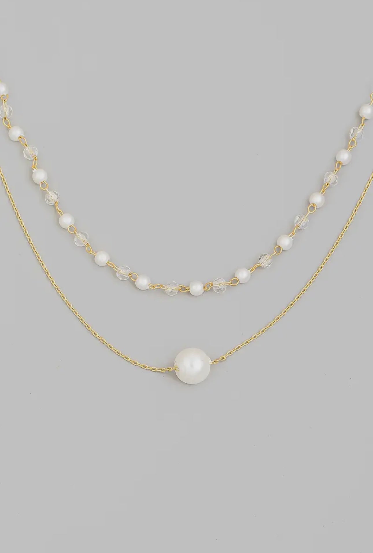 Dainty Layered Chain Pearl Necklace