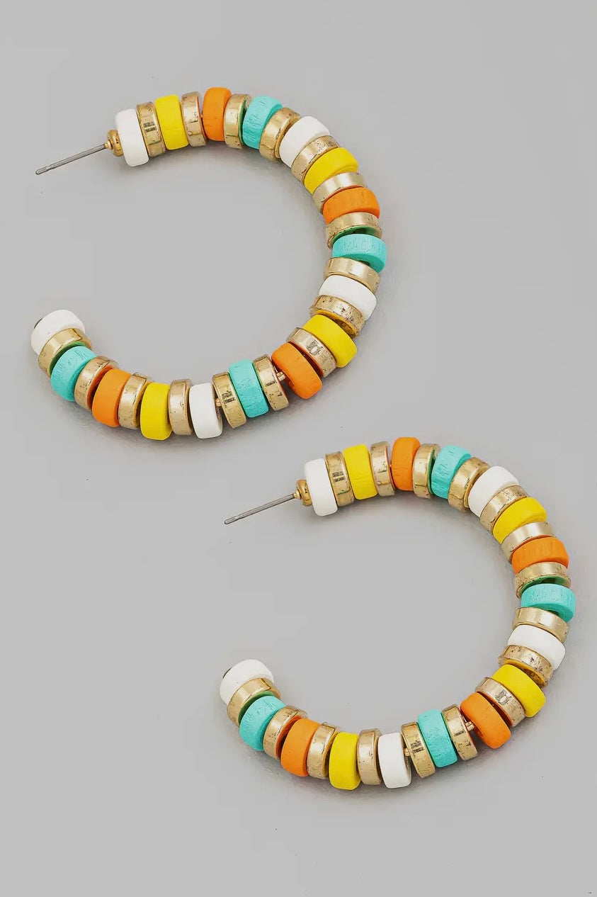 Colorful Beaded Hoop Earrings