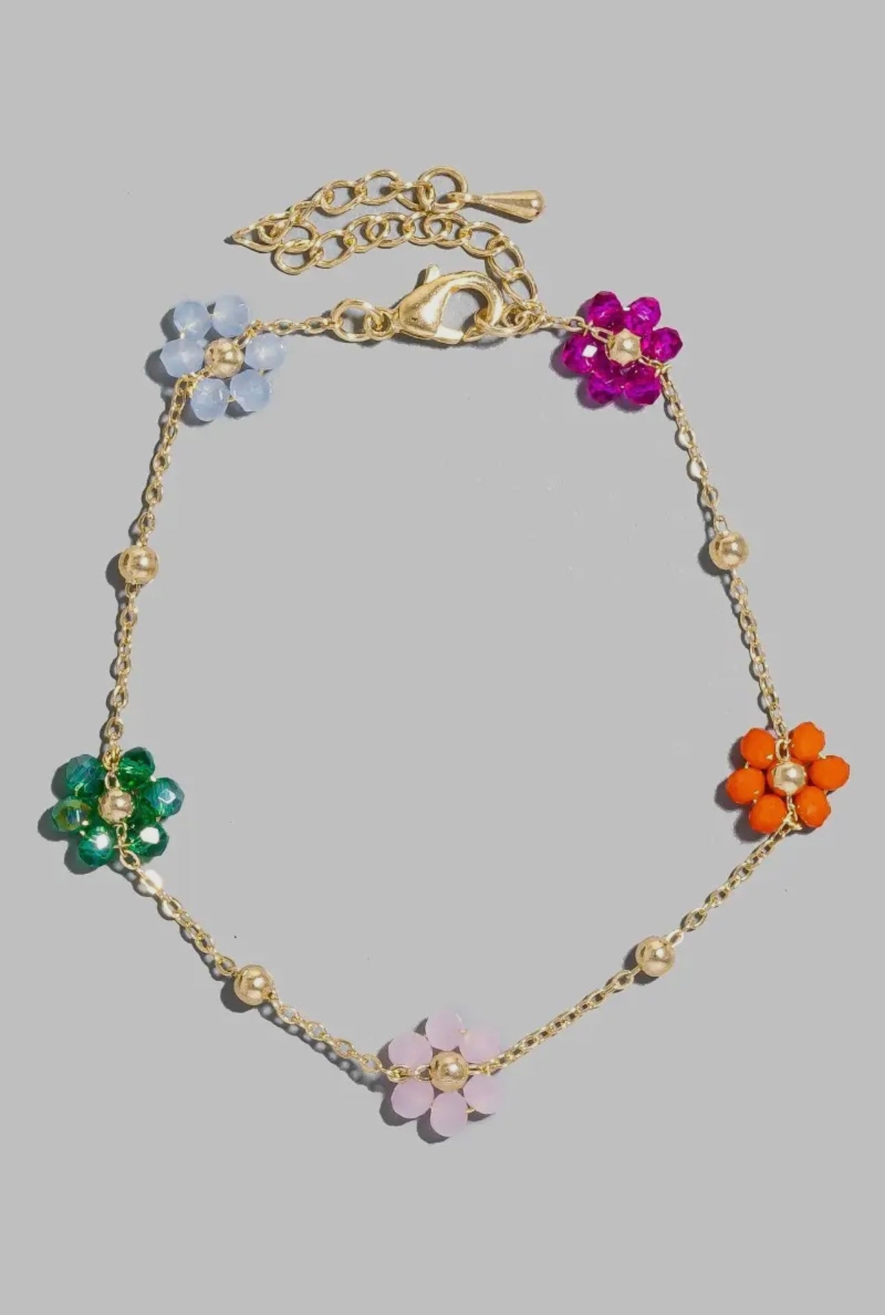 Mini Beaded Flowers Chain Bracelet