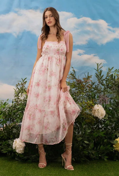 Floral Lace Strap Maxi Dress
