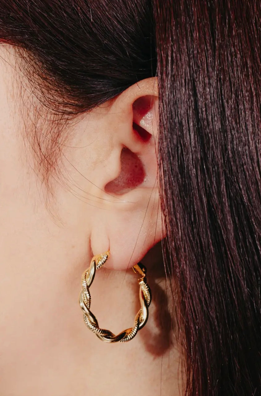 Metallic Twist Latch Hoops