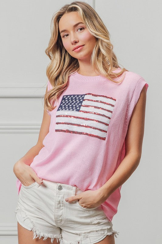 Pink American Flag Tank