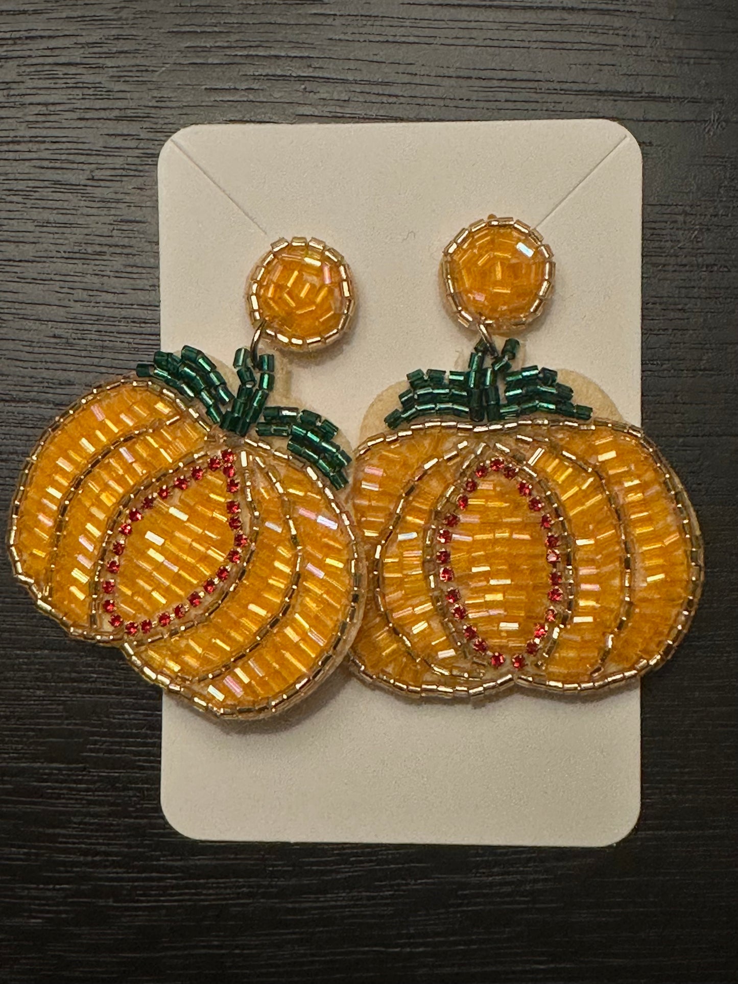 Beaded Pumpkin Earrings