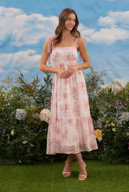Floral Lace Strap Maxi Dress