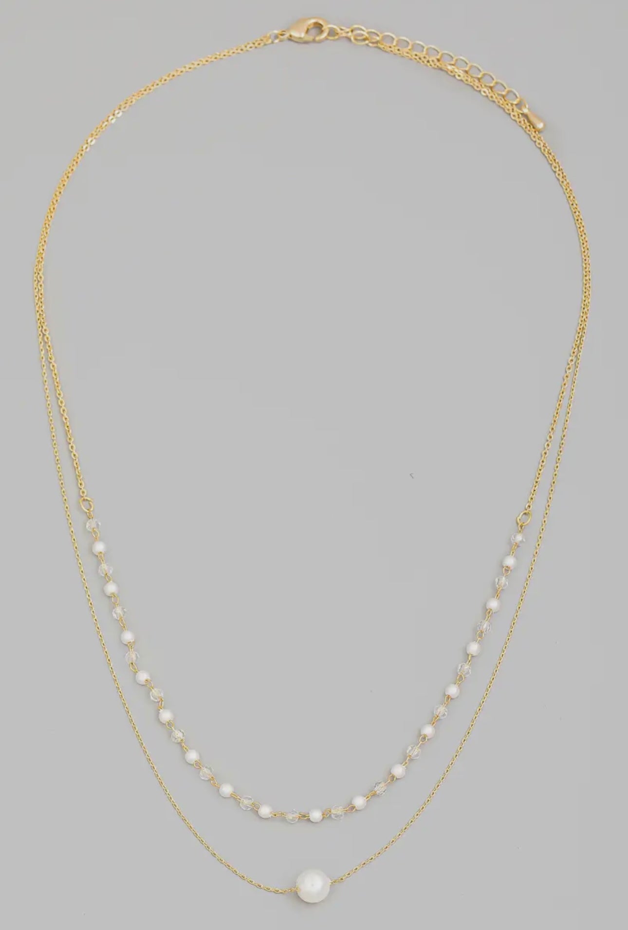Dainty Layered Chain Pearl Necklace