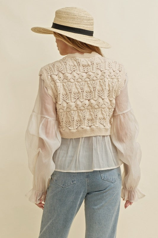 Beige Crochet Layering Top
