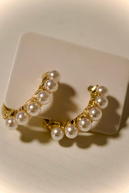 Gold Pearl Cascade Hoops
