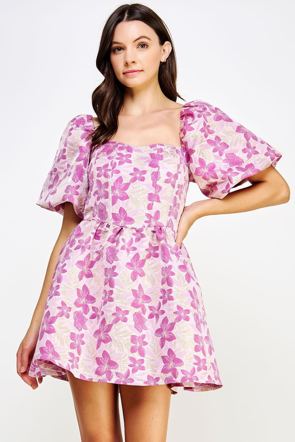 Floral Jacquard Mini Dress