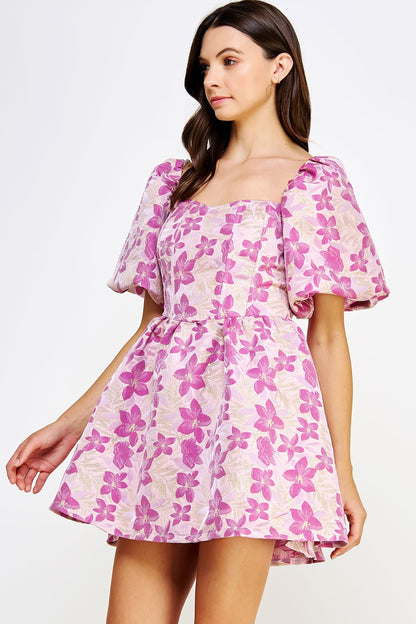 Floral Jacquard Mini Dress