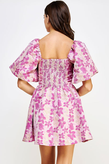 Floral Jacquard Mini Dress