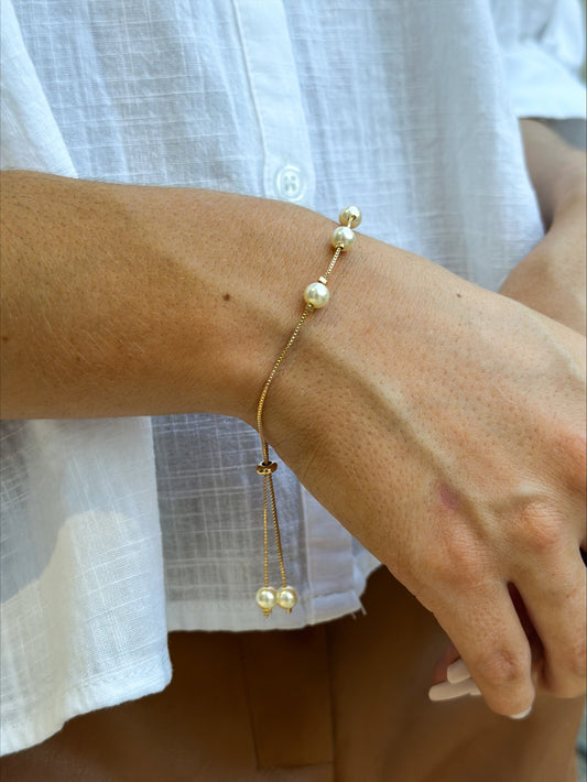 Gold Filled Pearl Adjustable Bracelet