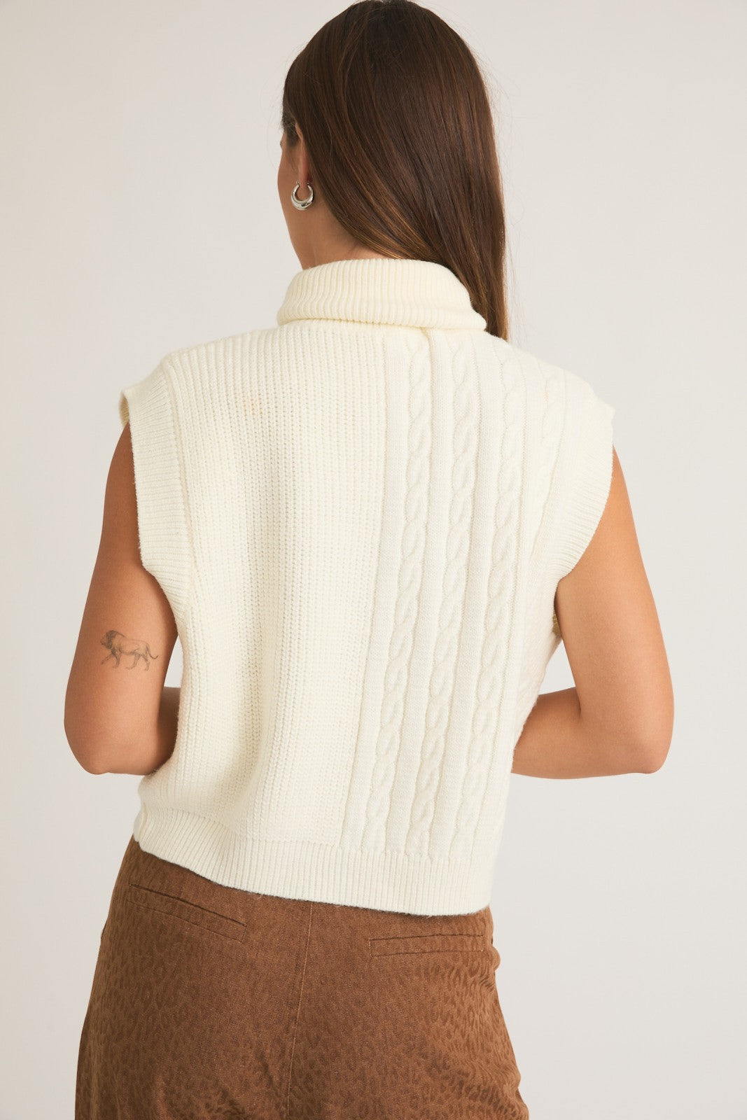 Ivory Cable Knit Sweater Vest