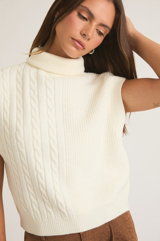 Ivory Cable Knit Sweater Vest